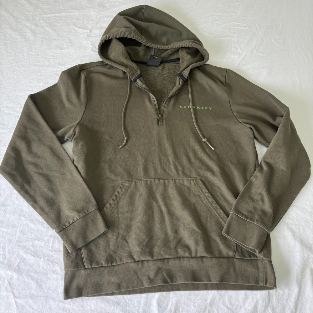 Oakley Womens Green Fleece Quarter Zip Kangaroo Pocket Custom Fit Hoodie Size M